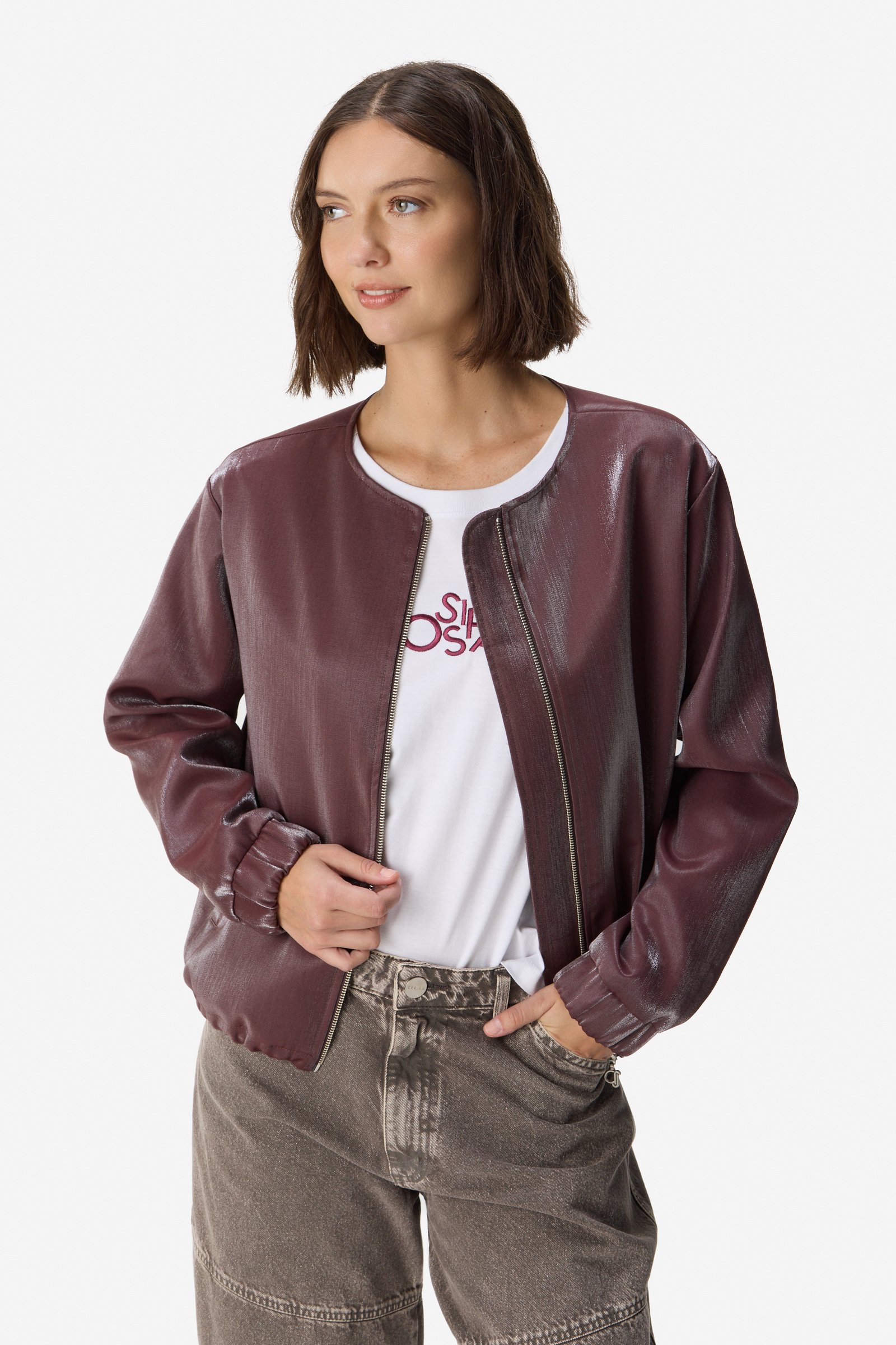 CAMPERA SATINADA CON CIERRE - Imagen 4